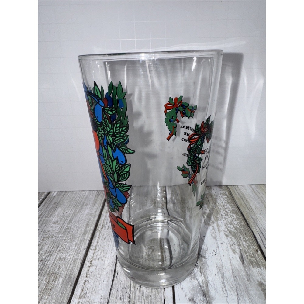 Twelve Days of Christmas 9th Day Indiana Glass Drinking Glass 12 oz USA Vintage - Picture 2 of 6